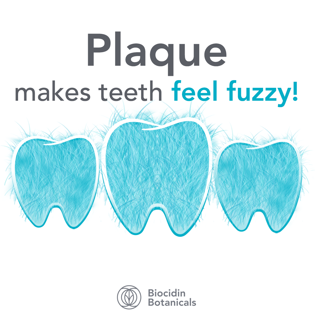 Plaque makes teeth feel fuzzy